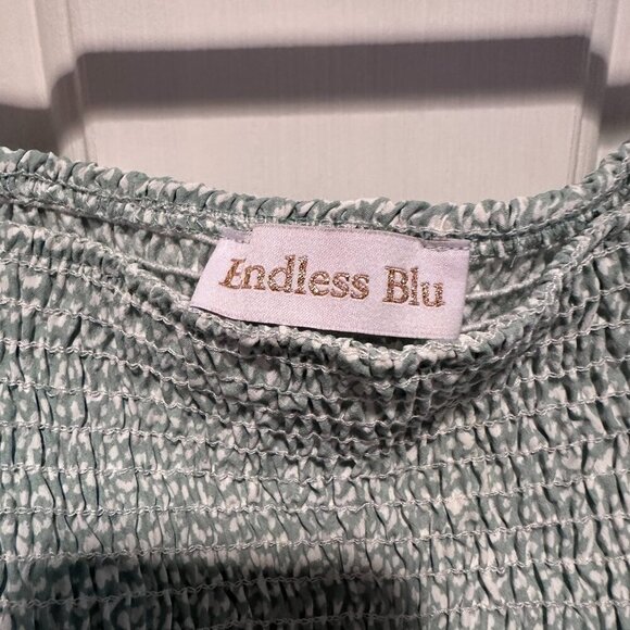 Endless Blu Green Cheetah Strapless Top - Size Large - Picture 2 of 2